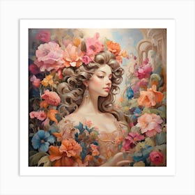 Girl With Flowers 1 Art Print