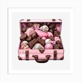 Pink Suitcase Art Print