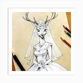 Deer Bride 4 Art Print