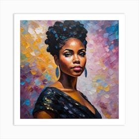 Black Woman With Blue Hair Art Print