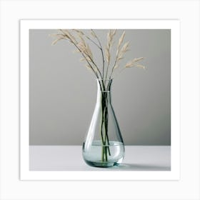 Vase With Dried Grass Art Print