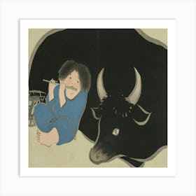 Boy And A Cow Art Print