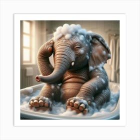 Elephant In The Bath 1 Art Print