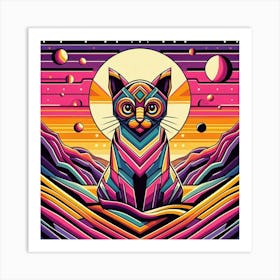 Ember Low Poly Cat Art Print