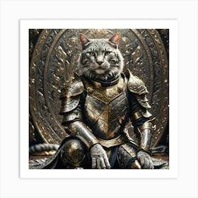 Cat In Armor Art Print