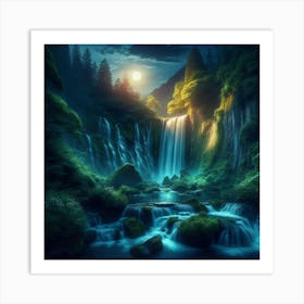 Waterfall In The Forest 37 Art Print