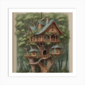 A stunning tree house that is distinctive in its architecture 13 Art Print