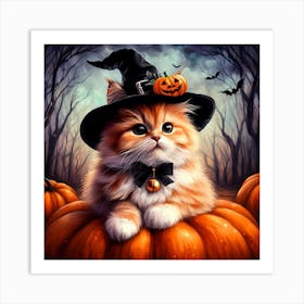 Cat In A Witch Hat Art Print