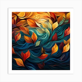 Abstract Autumn Leaves In The Water Art Print