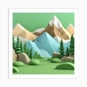 Firefly An Illustration Of A Beautiful Majestic Cinematic Tranquil Mountain Landscape In Neutral Col (22) Art Print