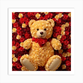 Teddy Bear With Roses 4 Art Print