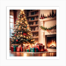 Christmas Tree In The Living Room 56 Art Print