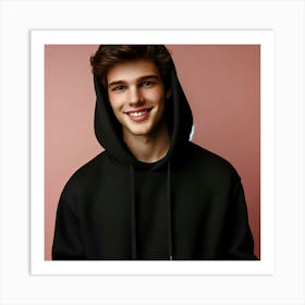 Portrait Of A Young Man Wearing A Hoodie Art Print