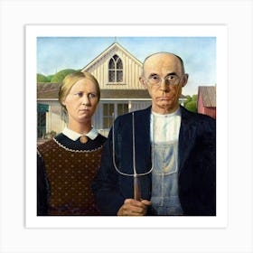 Grant Wood S American Gothic (1930) Art Print