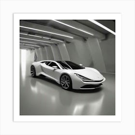 White Sports Car Art Print