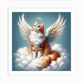 All Cat Go To Heaven 3/4 (pussy cat kitten felines fur baby lost angel wings) Art Print