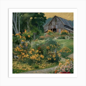 Gustav Klimt Style Farm Garden 39 Art Print