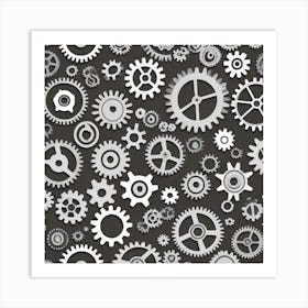 Gears On A Black Background 17 Art Print