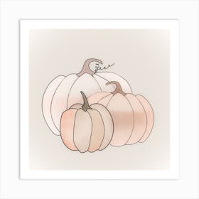 Watercolor Pumpkins Vegetables Autumn Drawing Art Print