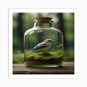 Blue Jay In A Glass Jar Art Print