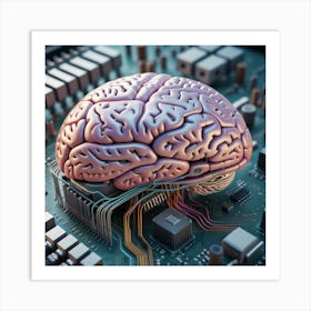 Brain On A Circuit Board 24 Art Print