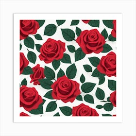 Red Roses Seamless Pattern 2 Art Print