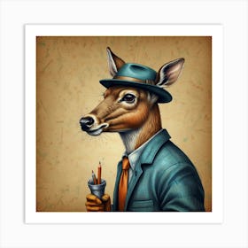 Deer In A Suit 3 Art Print