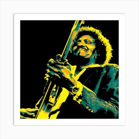 Albert Collins Blues Music Guitarist in Pop Art Illustration Art Print