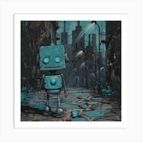 Robot On The Street 1 Art Print