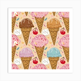 Ice Cream Pattern Art Print