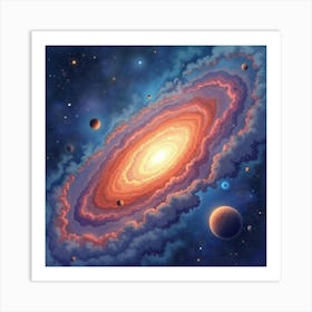 Watercolor Artwork Of A Distant Cosmic Wonder 1 Art Print