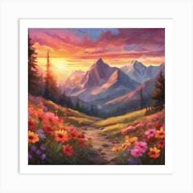 Sunset In The Mountains 10 Art Print