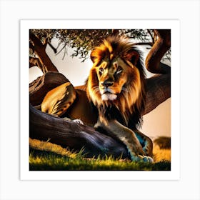 Lion In The Tree 8 Art Print