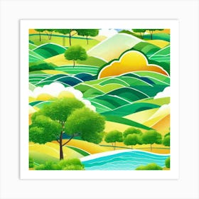 Landscape Painting, Landscape Painting, Landscape Painting, Landscape Painting 24 Art Print