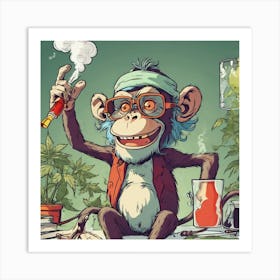 Monkey Smoking Weed Art Print