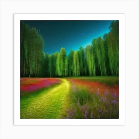 Forest At Night Art Print