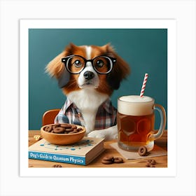 Dog With Glasses Drinking A Beer Art Print