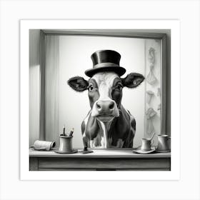 Cow In Top Hat 4 Art Print