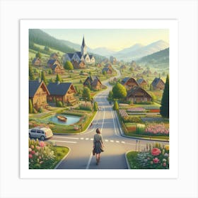 Village In Bloom Art Print