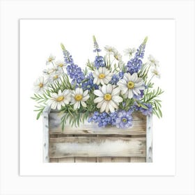 Flowers In A Wooden Box Art Print