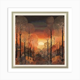 Sunset In The Forest 1 Art Print