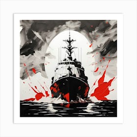 Minimalist Warship Wall Art Abstract Navy Battleship Print Poster