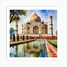 Taj Mahal, watercolor painting, Historical monuments, Indian travel, Landscape, Gift Ideas Art Print