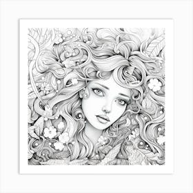 Girl With Long Hair 1 Art Print