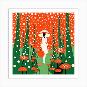 Yayoi Kusama Garden Mushrooms in Spring Art Print