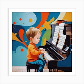 Boy Playing Piano Art Print