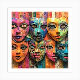 Masks Colorful Faces Art Print