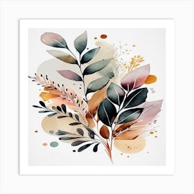 Watercolor Leaves Art Print