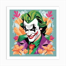 Joker Portrait Low Poly Painting (2) Art Print