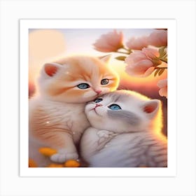 Two Kittens Kissing Art Print